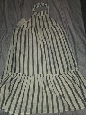 ANDREE BY UNIT Cream and Black Striped Mini Dress